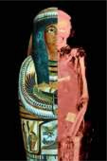 Digital mummy scan with a photo overlay